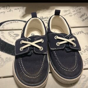 Navy boys boat shoes